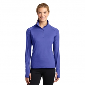 Sport-Tek LST850 Ladies Sport-Wick Stretch 1/2-Zip Pullover Sweatshirt - Iris Purple