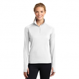 Sport-Tek LST850 Ladies Sport-Wick Stretch 1/2-Zip Pullover Sweatshirt - White