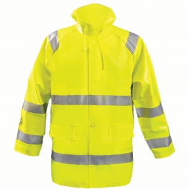 OccuNomix LUX-TJR-FR Flame Resistant Rain Jacket - Yellow/Lime