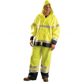 OccuNomix LUX-TJRGT Type R Class 3 Hi-Gloss Breathable Rain Jacket - Yellow/Lime