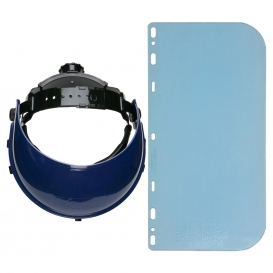 MCR Safety 103560 Combo Kit - Ratchet Headgear + Clear Polycarbonate Face Shield - 0.060 Thickness