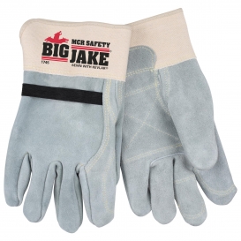 MCR Safety 1745 Big Jake Premium Side Split Cow Full Leather Back Gloves - 2.5\
