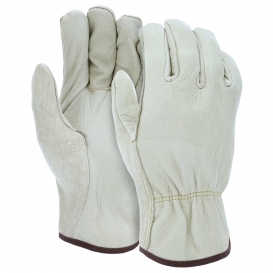 MCR Safety 3400 Industry Grade Grain Pigskin Leather Drivers Gloves - Straight Thumb - Natural