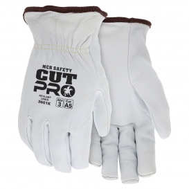 MCR Safety 3601K Premium Grain Goatskin Leather Driver Gloves - Kevlar Lined - Straight Thumb