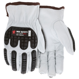 MCR Safety 36136 Grain Goatskin Leather Gloves - TPR Padded Back with Keystone Thumb