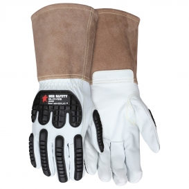 MCR Safety 48406 Premium Grain Goatskin Padded Palm Welding Gloves - TPR Back