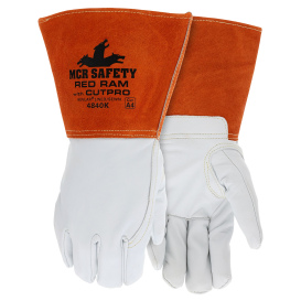 MCR Safety 4840K Red Ram Grain Goatskin Leather Weldering Gloves - Kevlar Lined