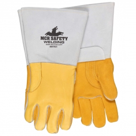 MCR Safety 49751 Premium Grain Elkskin Leather Welding Gloves - Cotton/Foam Lined Back
