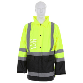 MCR Safety 508SJ Type R Class 3 Luminator Breathable Polyester/PU Rain Safety Jacket