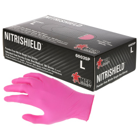 MCR Safety 60035P NitriShield Disposable Nitrile Gloves - 3.5 mil - Powder Free - Pink