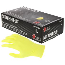 MCR Safety 60035Y NitriShield Disposable Industrial Grade Gloves - 3.5 mil - Powder Free - Yellow