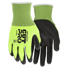 MCR Safety 9273PU Cut Pro Hi Vis Polyurethane Coated Gloves - 13 Gauge HyperMax Shell