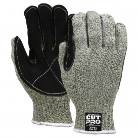 MCR Safety 93861 Hero Leather Palm Gloves - 7 Gauge Kevlar/Stainless Steel/Nylon Shell