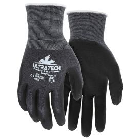 MCR Safety 96091 UltraTech Biodegradable Nitrile Foam Coated Gloves - 15 Gauge Recycled PET Polyester Shell