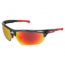 MCR Safety DM131RDC Dominator DM3 Safety Glasses - Gray Frame - Red Mirror MAX36 Anti-Fog Lens