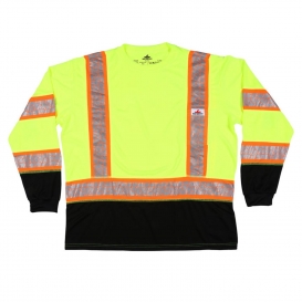 MCR Safety FFLTC3SL Type R Class 3 Two-Tone Long Sleeve Mesh Safety Shirt - Yellow/Lime