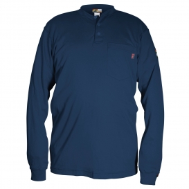 MCR Safety H1 Max Comfort Long Sleeve FR Henley Shirt - Navy Blue