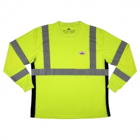 MCR Safety LSTSCL3M Type R Class 3 Long Sleeve T-Shirt - Yellow/Lime