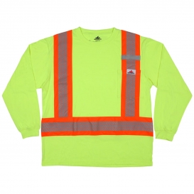 MCR Safety LTS1L Type O Class 1 Two-Tone Long Sleeve Safety Shirt - Yellow/Lime