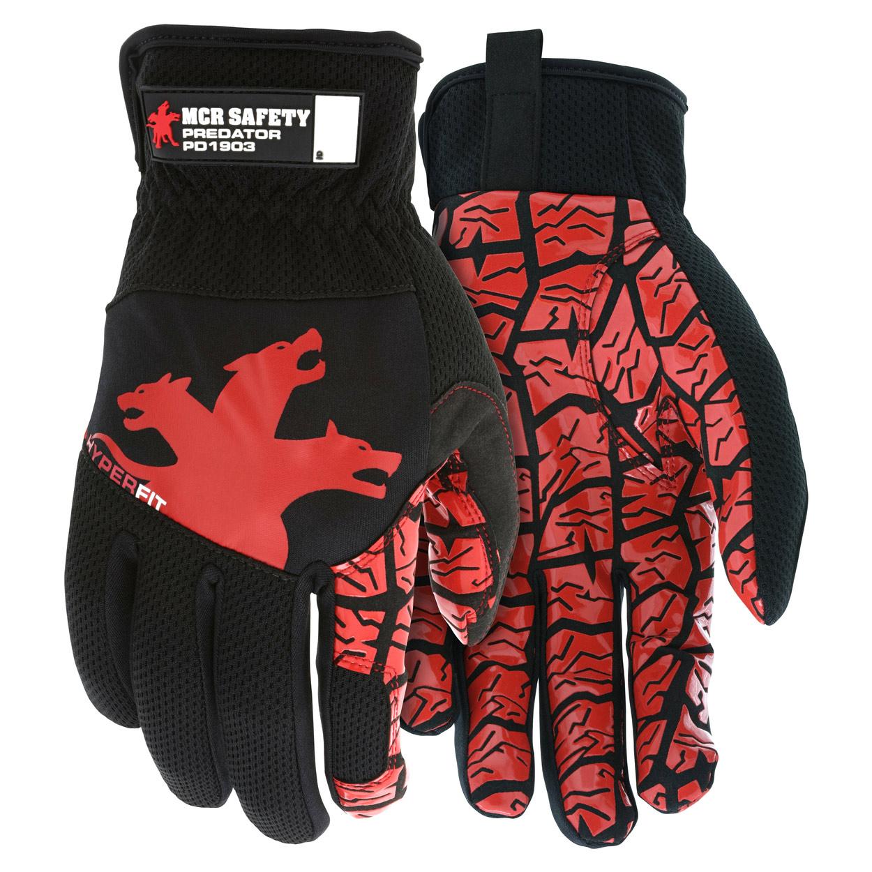 MCR Safety PD1903 Predator HyperFit Mechanics Gloves - Synthetic Leather Palm