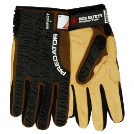 MCR Safety PD2907 Predator Multi-Task Gloves - Goatskin Leather Palm - Tire Tread TPR on Back