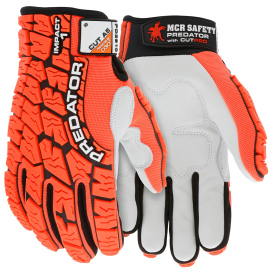 MCR Safety PD5931 Predator Mechanics Impact Leather Palm Gloves - HyperMAX Cut Liner