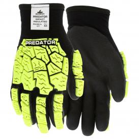 MCR Safety PD3951 Predator Insulated Mechanics Hi-Visibility Gloves - HPT Palm with TPR Back