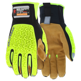 MCR Safety PD5931 Predator Impact Mechanics Sasquatch Leather Palm Work Gloves - TPR Back