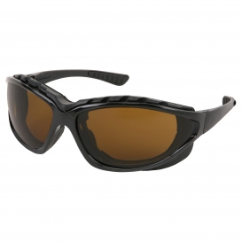 MCR Safety RP31BPF RP3 Safety Glasses - Black Foam Lined Frame - Brown MAX6 Anti-Fog Lens
