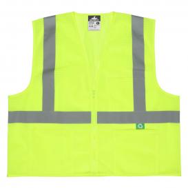 MCR Safety RVCL2MLZ Recycled Mesh Zipper Front Safety Vest - Yellow/Lime