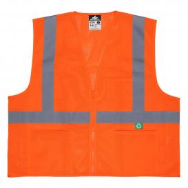 MCR Safety RVCL2MOZ Recycled Mesh Zipper Front Safety Vest - Orange