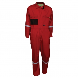 MCR Safety SBC2014 Summit Breeze 7-ounce Cotton Material Reflective FR Coveralls - Red