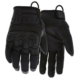 MCR Safety T112 Tier1 Tactical Goatskin Grain Leather Palm Gloves - TPR Knuckle Impact Protection