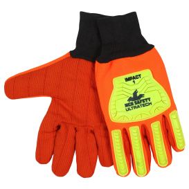 MCR Safety UT1902 UltraTech Hi-Visibility Corded Cotton Poly Gloves - TPR Padded Back