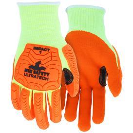 MCR Safety UT1955 UltraTech Cut Pro Mechanics Hi-Vis Reinforced Gloves - 13 Gauge HyperMax Shell - TPR Back