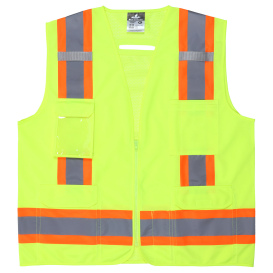 MCR Safety V2200 Type R Class 2 Luminator Two-Tone Mesh Back Safety Vest - Yellow/Lime