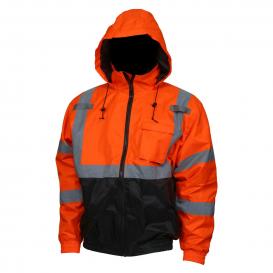 Men's Waterproof Hi-Vis Bomber Jacket - Orange Navy