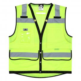 MCR Safety VSURVMLB Metal Snap Front Surveyor Safety Vest - Yellow/Lime