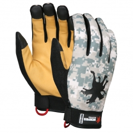 Memphis MD100 Multi-Task Gloves - Synthetic Grain Deerskin Palm & Fingers - Digital Camo Fabric Back