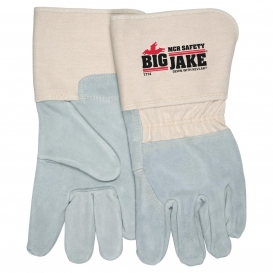 MCR Safety 1714 Big Jake 3/4 Leather Back Gloves - 4.5\
