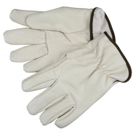 MCR Safety 3452 Insulated Pigskin Leather Driver Gloves - Fleece Lined - Shirred Elastic Back