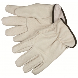 Memphis 3452 Insulated Pigskin Leather Driver Gloves - Fleece Lined - Shirred Elastic Back