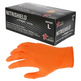 MCR Safety 6016O NitriShield Disposable Nitrile Gloves w/ Grippaz Technology - 6 mil - Powder Free - Orange