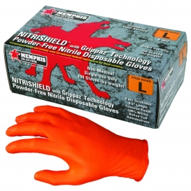 Memphis 6016O NitriShield Disposable Nitrile Gloves w/ Grippaz Technology - 6 mil - Powder Free - Orange