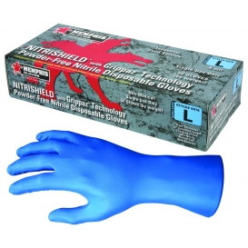 Memphis 6018 NitriShield Disposable Nitrile Gloves w/ Grippaz Technology - 8 mil - Powder Free - Blue