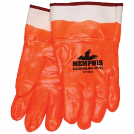 Memphis 6710FS Premium Foam Lined PVC Gloves - Double Dipped - Orange