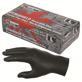 Memphis 7010BK VitriShield Disposable Vinyl/Nitrile Bi-Polymer with Aloe Coating Gloves - 4 Mil - Powder Free - Black