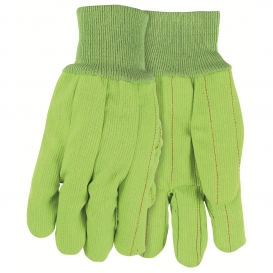 MCR Safety 9018CDG Corded Double Palm Canvas Gloves - Knit Wrist - Hi Vis Green