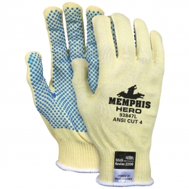Memphis 93847 Hero Gloves - 13 Gauge Light Weight Cut Resistant Shell - PVC Dots