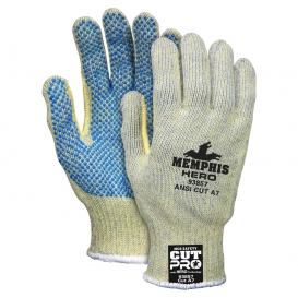 MCR Safety 93857 Cut Pro Hero Gloves - 7 Gauge Kevlar/Stainless Steel/Nylon Shell - PVC Dotted Palms